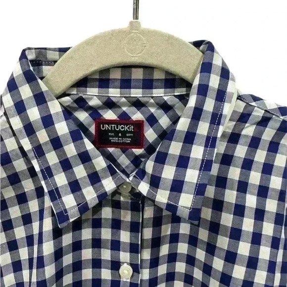 UNTUCKit Women's Blue Gingham Button-Down Shirt - Size 8 - NWT - Picture 3 of 4